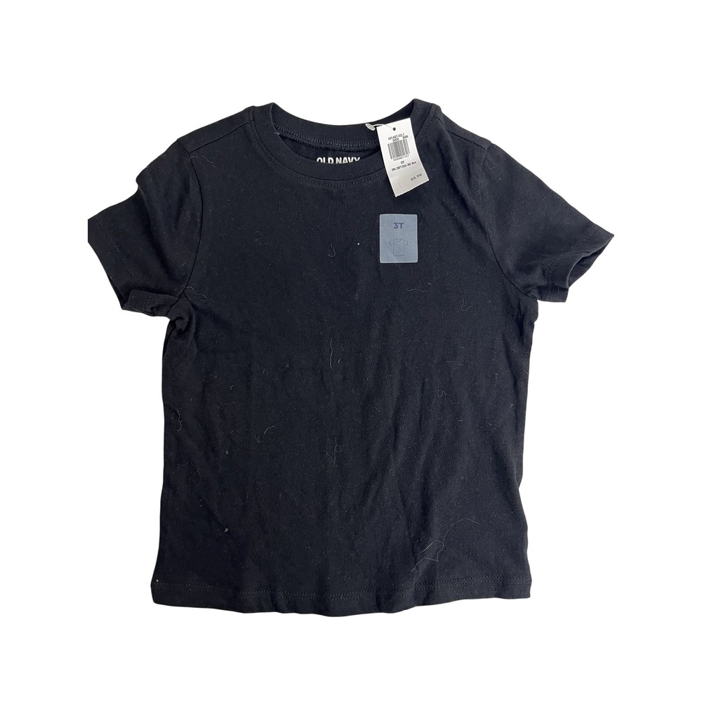 Old Navy Shirt Boys 3T Black Short Sleeve Basic Tee New Cotton Casual Crewneck